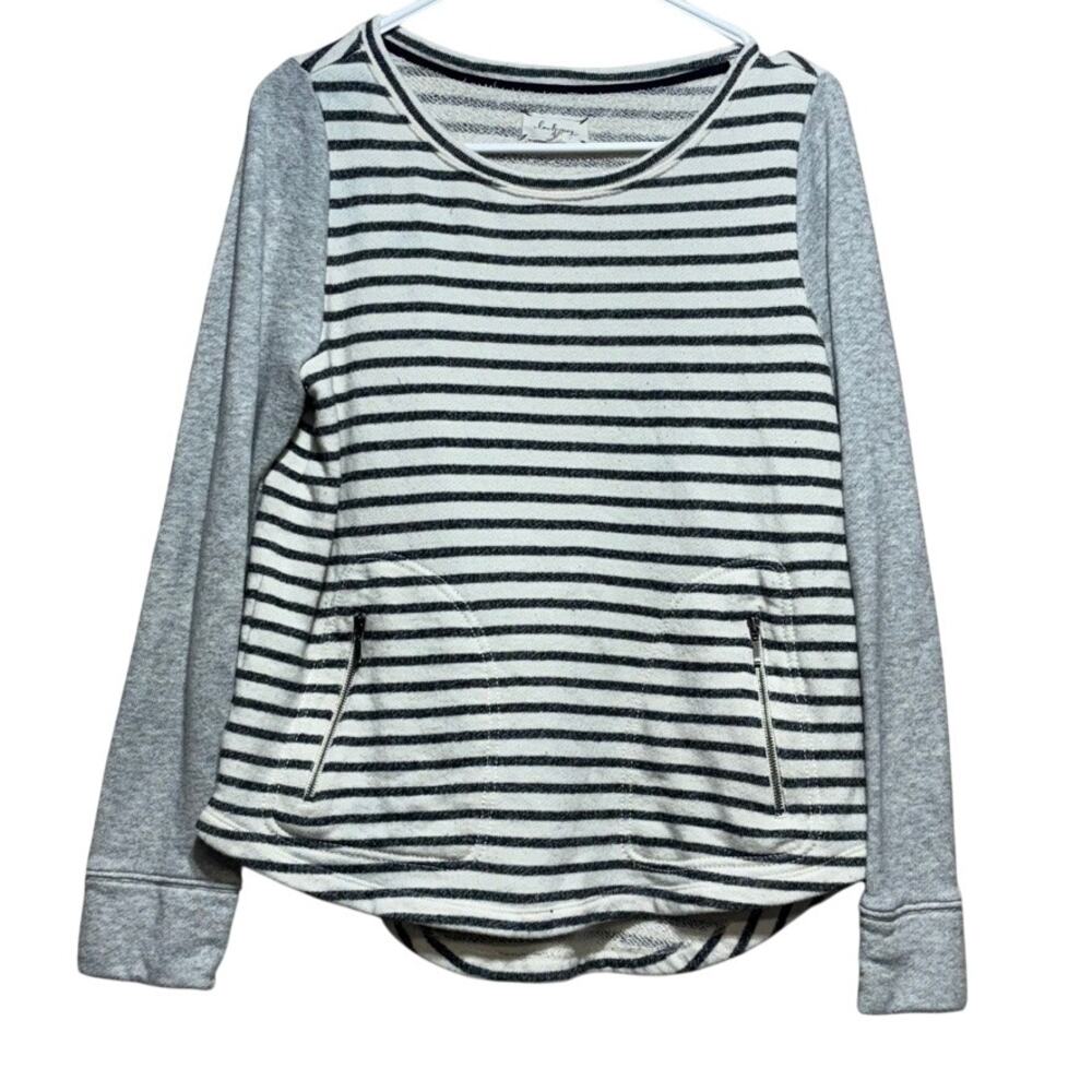 Lou & Grey Womens Medium Striped Sweatshirt Soft Lounge Pullover Casual Pockets